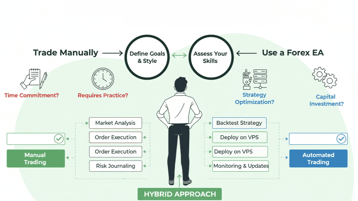 Decision Flow: Should You Use a Forex EA or Trade Manually?